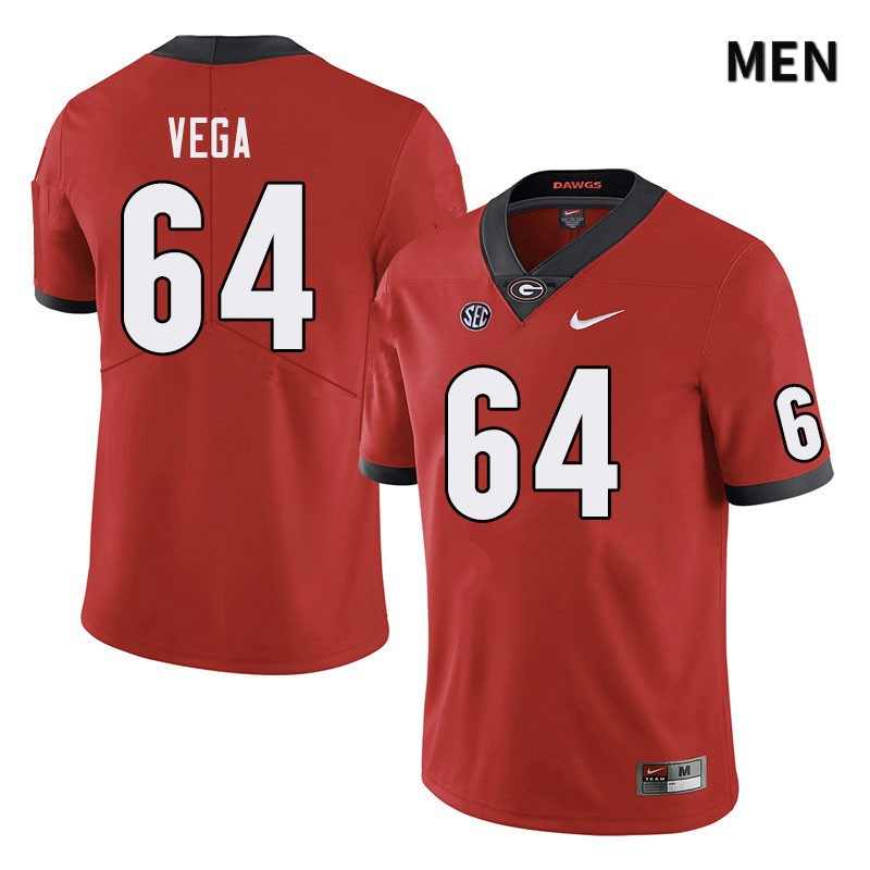 Georgia Bulldogs Men's JC Vega #64 Red Stitched College UGA Football Jersey 23CX017DG